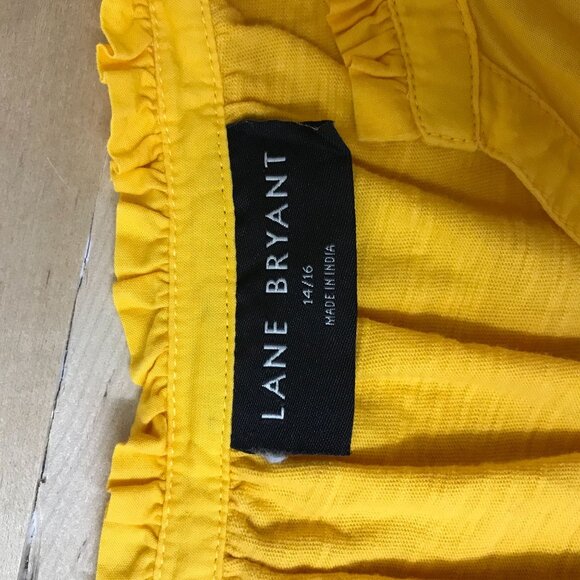 LANE BRYANT - WOMEN'S 14/16 -YELLOW V NECK SHORT CAP SLEEVES 100% COTTON TOP - Picture 7 of 8